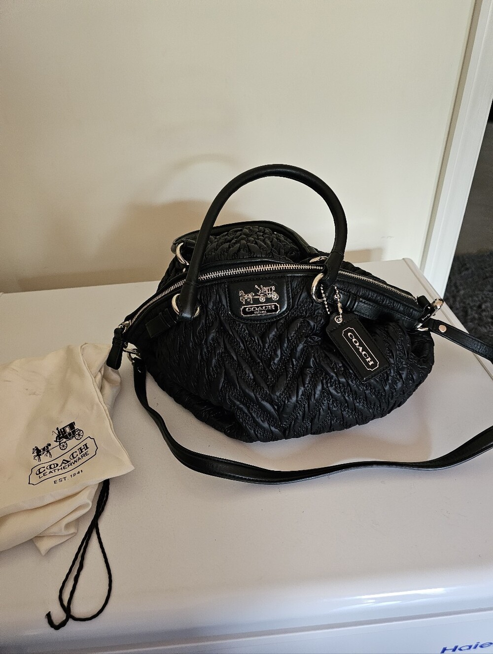 Coach Quilted Black Women's Satchel Handbag -75th Anniversary Edition - Picture 15 of 15